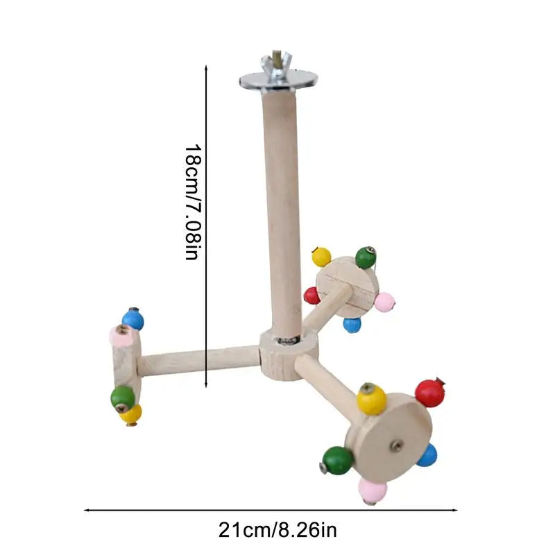 Interactive Bird Perch Toy – Rotating Ball & Windmill Foraging Toy