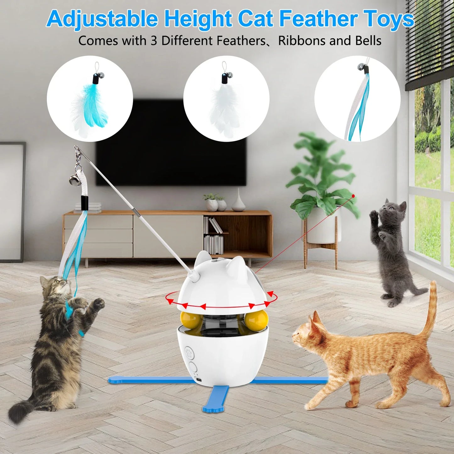 4-in-1 Electric Interactive Cat Toy – Ball, Feather & Laser Fun