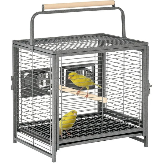 18" Heavy Duty Wrought Iron Travel Bird Cage – Safe & Comfortable Carrier