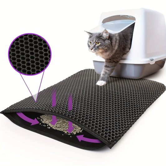 Double Layer Honeycomb Cat Litter Mat – Non-Slip, Easy-to-Clean