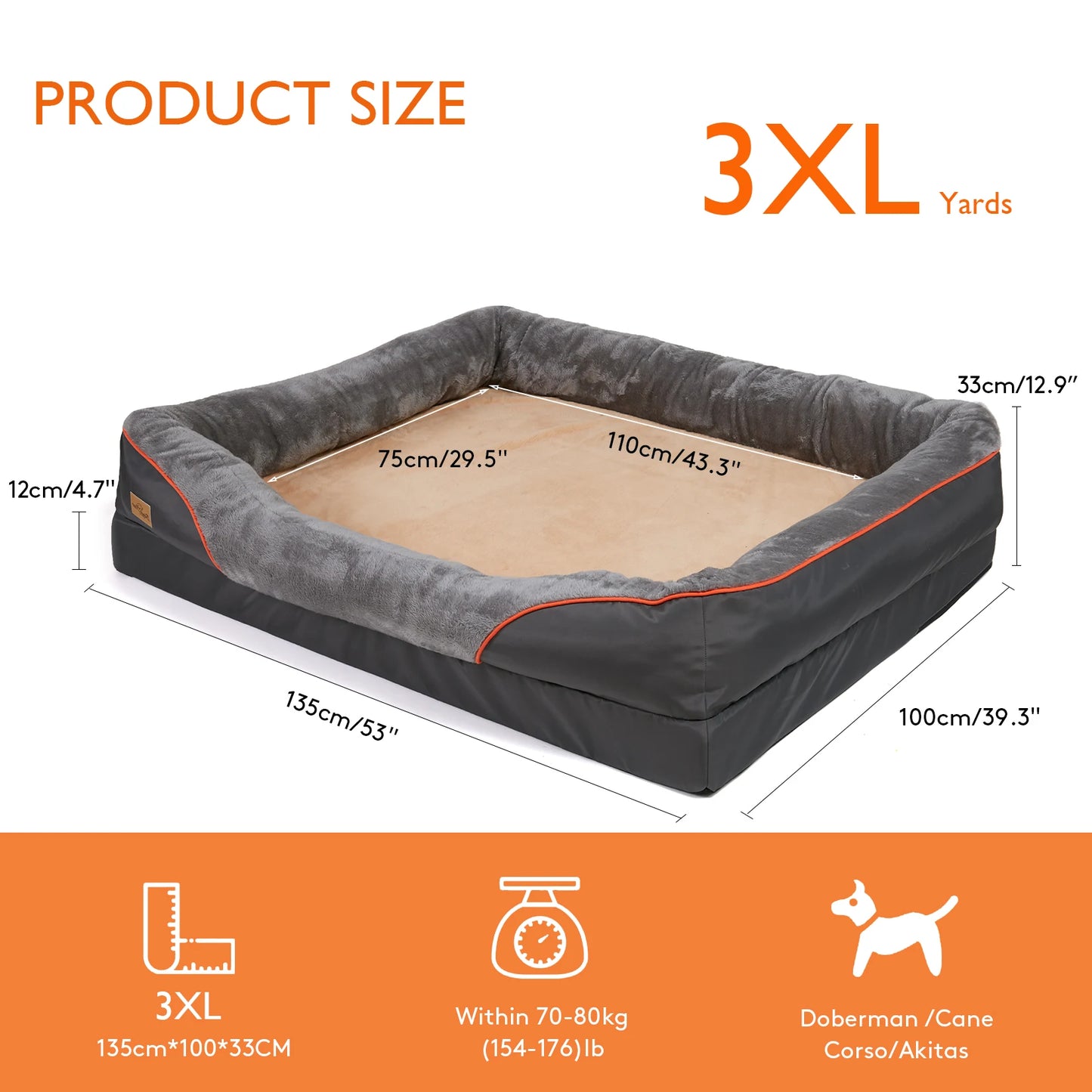 Large Dog Bed – Soft, Comfortable & Washable with Waterproof Protection