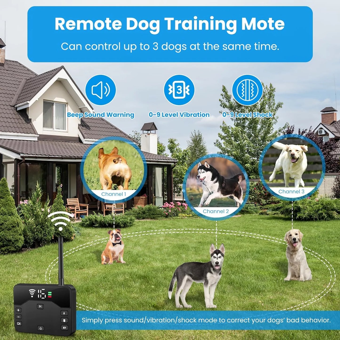 Wireless Dog Fence & Training Collar – 2-in-1 Control
