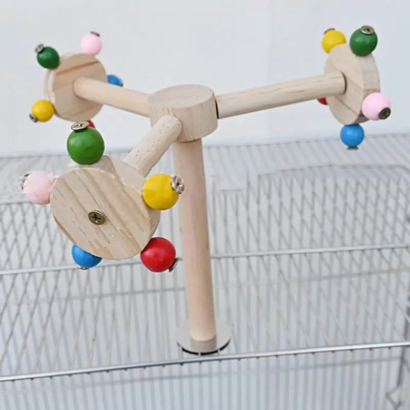 Interactive Bird Perch Toy – Rotating Ball & Windmill Foraging Toy