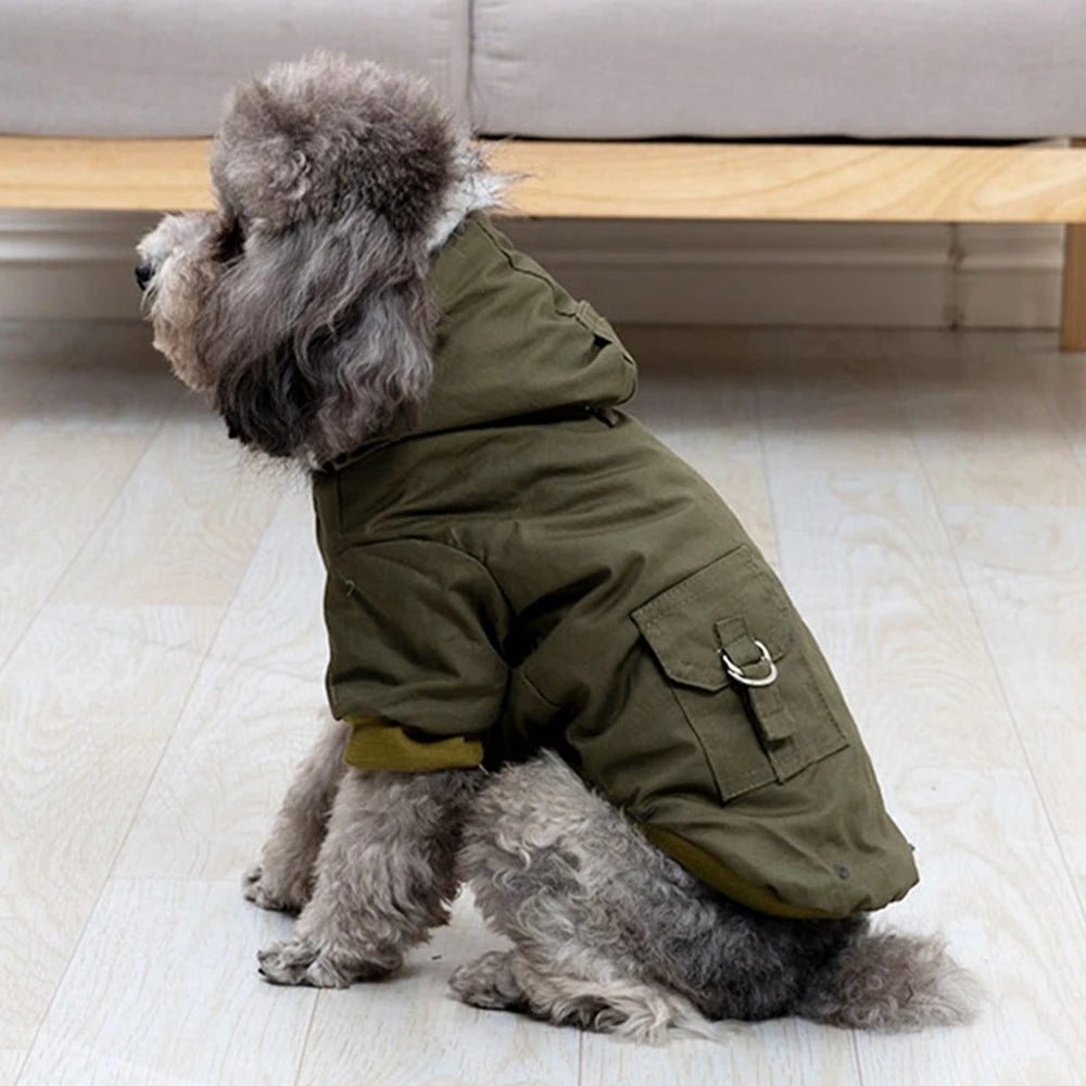 Dog Winter Jacket with Harness – Heavy-Duty Outdoor Hoodie Vest