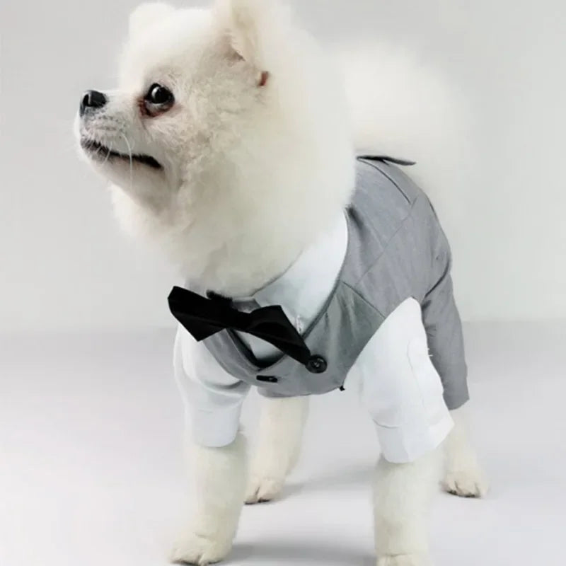Dog Wedding Tuxedo Shirt – Puppy Suit with Bow Tie for Special Occasions