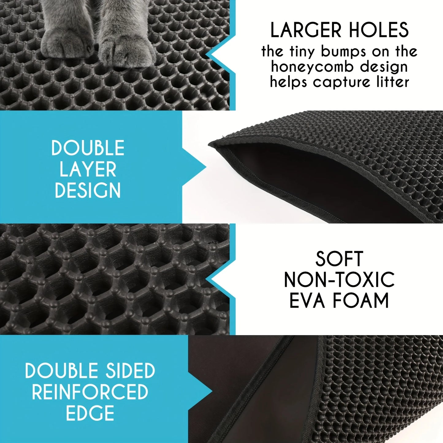 Double Layer Honeycomb Cat Litter Mat – Non-Slip, Easy-to-Clean