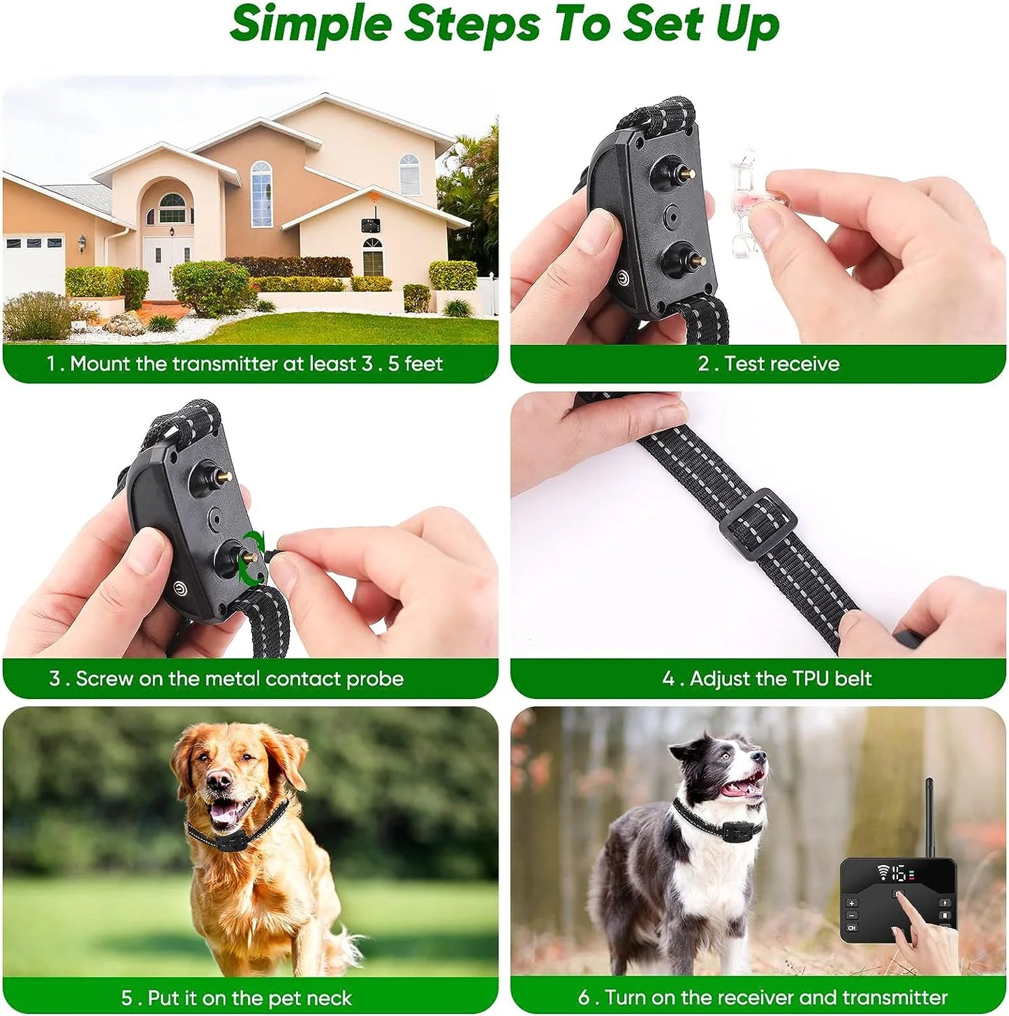Wireless Dog Fence & Training Collar – 2-in-1 Control