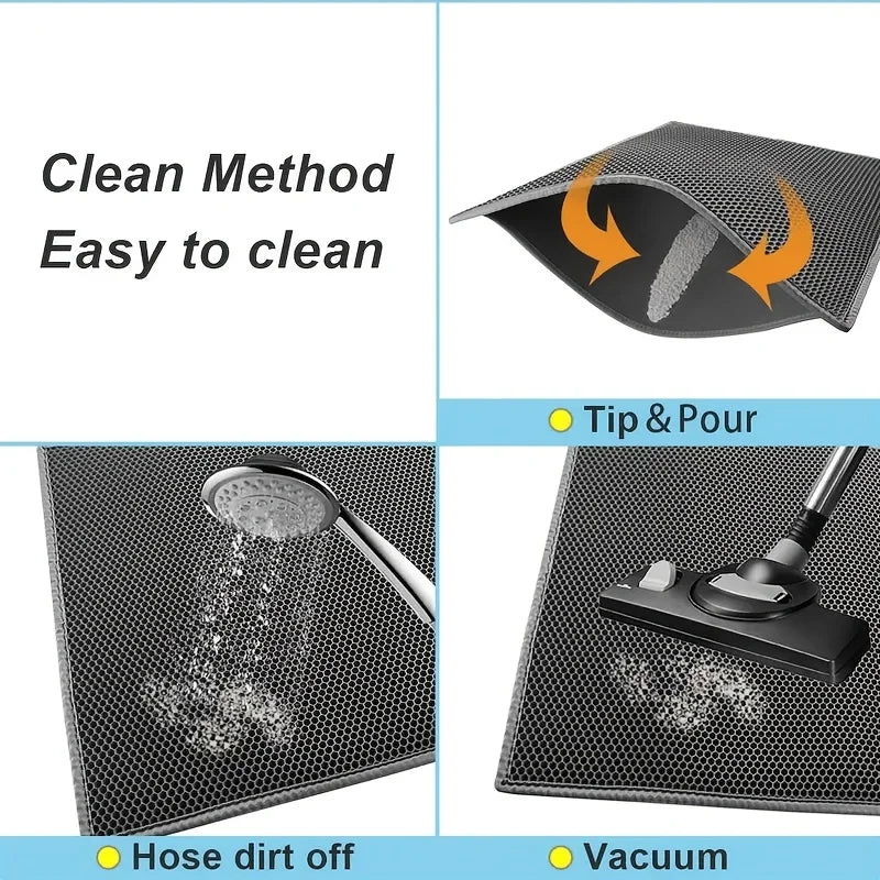 Double Layer Honeycomb Cat Litter Mat – Non-Slip, Easy-to-Clean