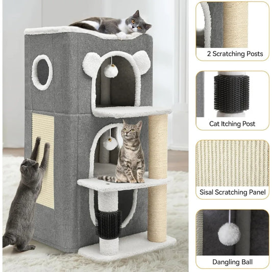 YITAHOME 3-Tier Cat House – Modern Indoor Cat Condo with Climbing & Scratching