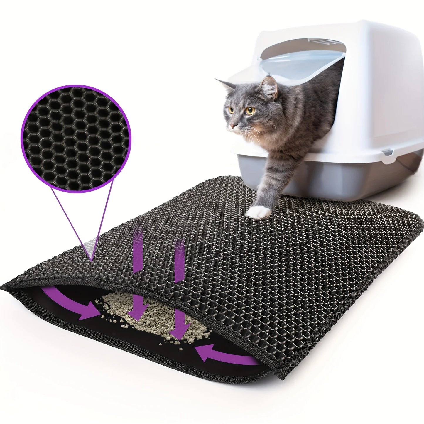 Double Layer Honeycomb Cat Litter Mat – Non-Slip, Easy-to-Clean