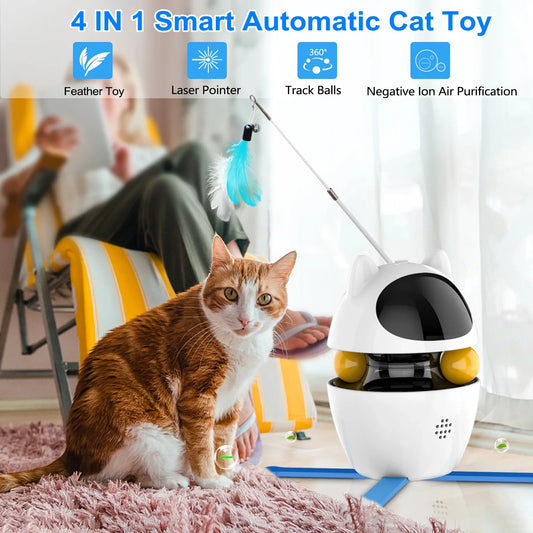 4-in-1 Electric Interactive Cat Toy – Ball, Feather & Laser Fun