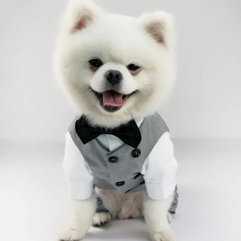 Dog Wedding Tuxedo Shirt – Puppy Suit with Bow Tie for Special Occasions