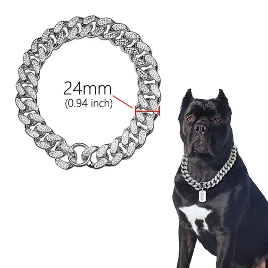 Sparkling Diamond Dog & Cat Collar – Stylish Golden Pet Necklace