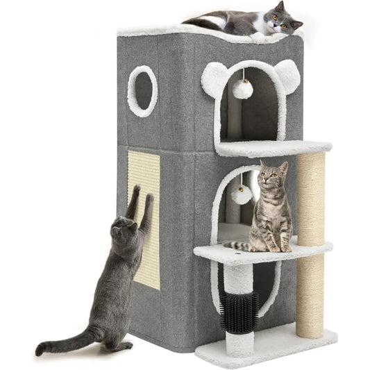 YITAHOME 3-Tier Cat House – Modern Indoor Cat Condo with Climbing & Scratching