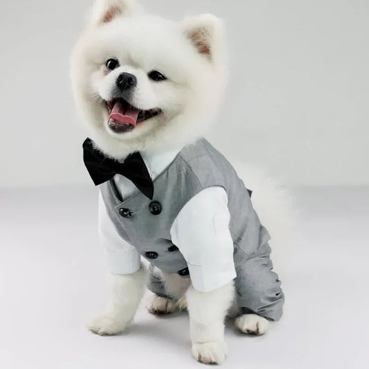 Dog Wedding Tuxedo Shirt – Puppy Suit with Bow Tie for Special Occasions