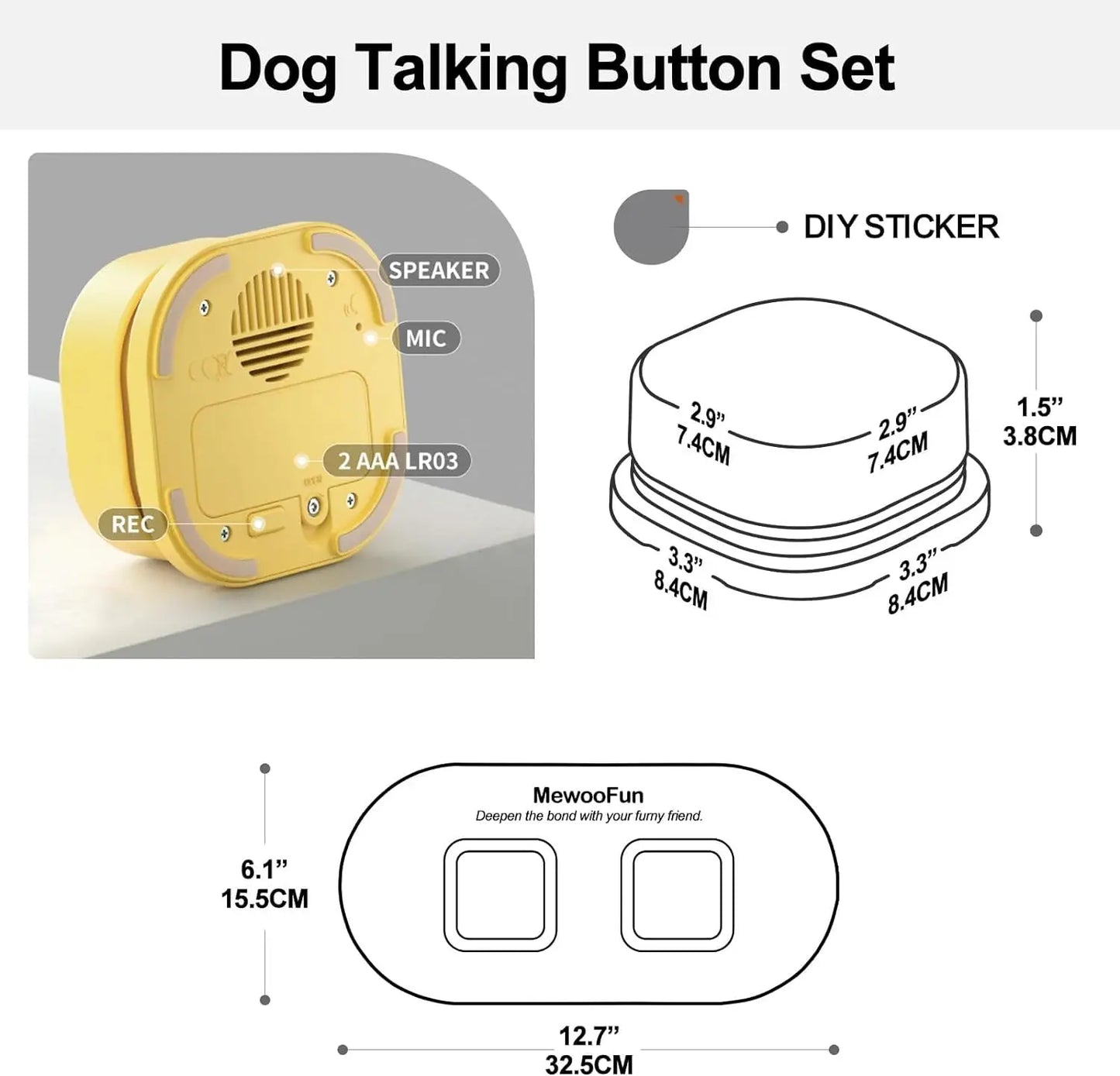 Mewoofun Voice Recording Button – Interactive Pet Communication Toy